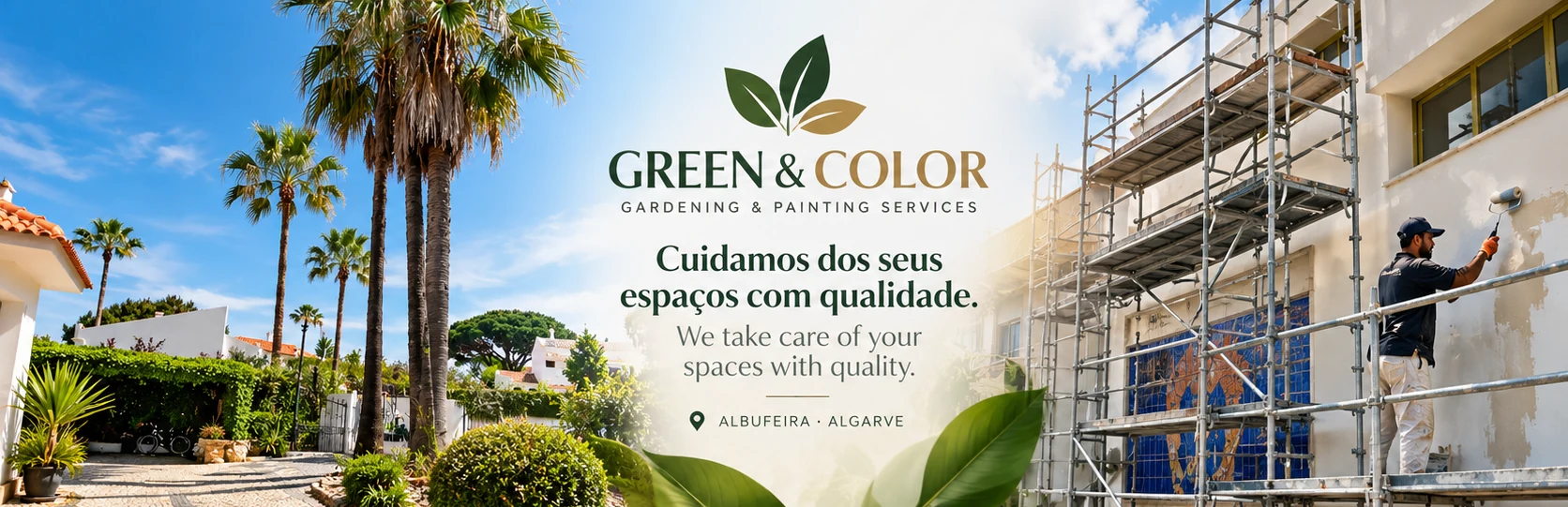 Montagem visual Green & Color: jardinagem e pintura em Albufeira, Algarve